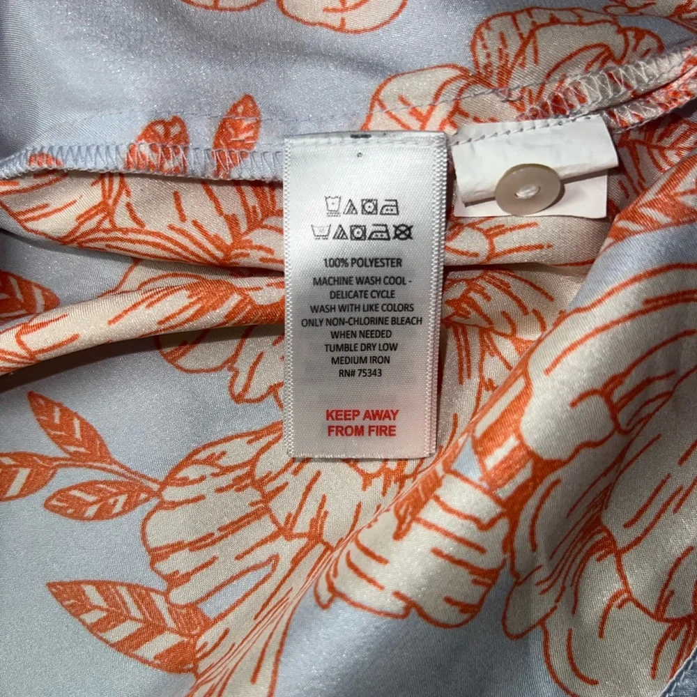 Joie‎ top Satin Pajamas Sz m Blue Orange Floral Pockets